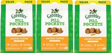 Greenies Pill Pockets Treats for Dogs Capsule Pouch, Chicken Flavor, 15.8-Ou...