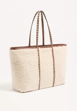 Valentino Rockstud Shearling Shopping Bag Natural - BNWT