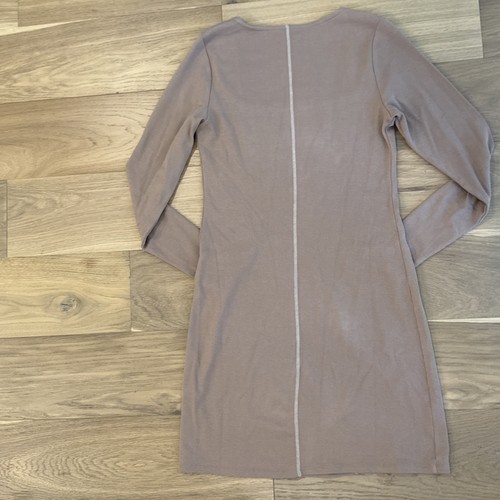 NWT HOLLISTER Ribbed Seamed Knit Dress Bodycon Tan brown Size L - Picture 7 of 7