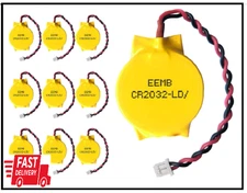 10 Pack CMOS Battery CR2032 3V Lithium Battery with 2 Pin 2 Wire Cable and MOLEX