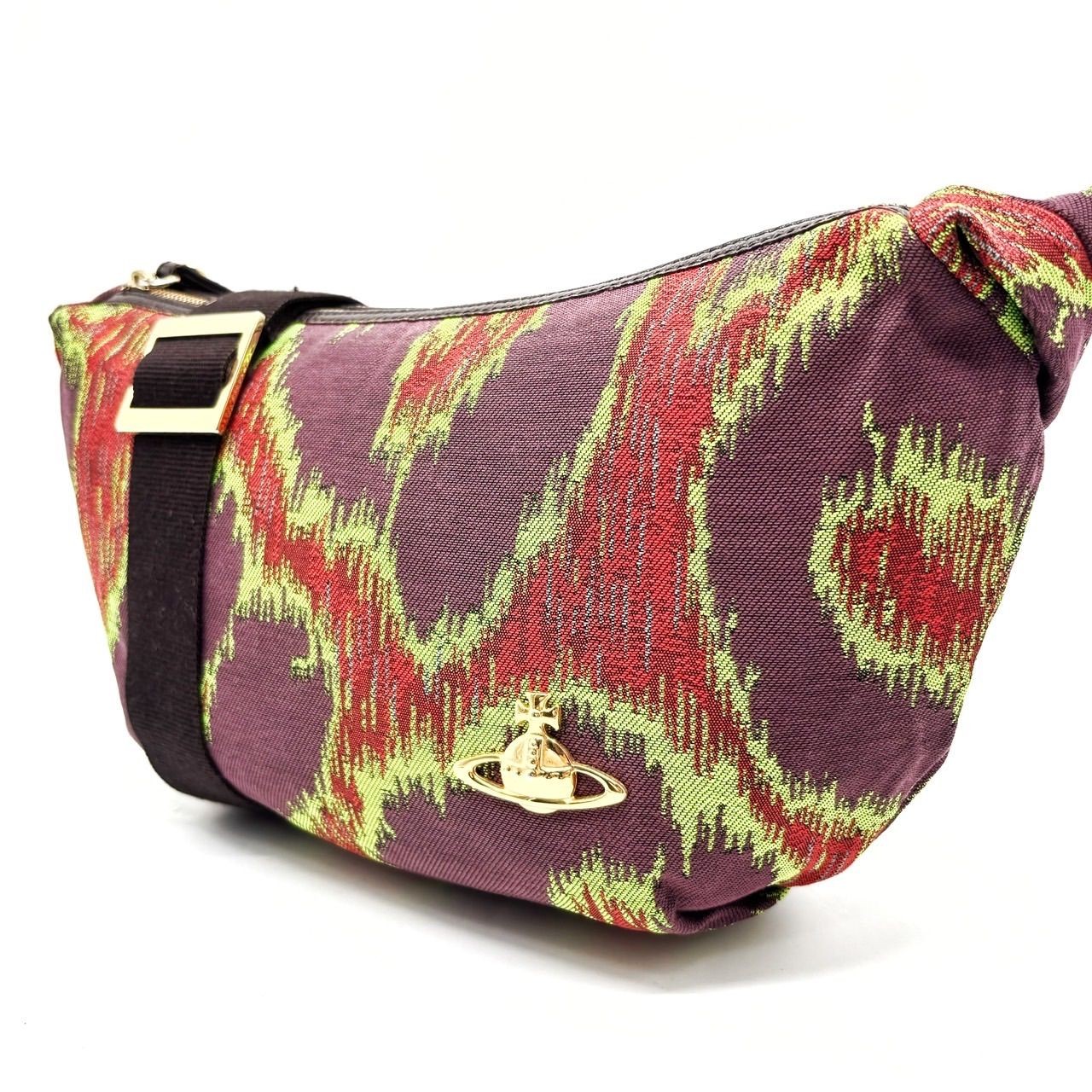 Vivienne Westwood Squiggle Silver Orb Shoulder Bag Multi-Color Nylon Unisex
