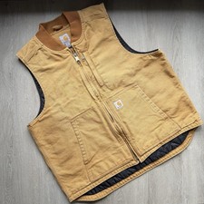 CARHARTT DUCK VEST BROWN WORKWEAR QUILTED THINSULATE LINED XL 26x29