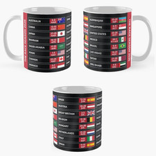 F1 Formula One 2026 Calendar Coffee Mug Race Cup - Date - Country - Flag