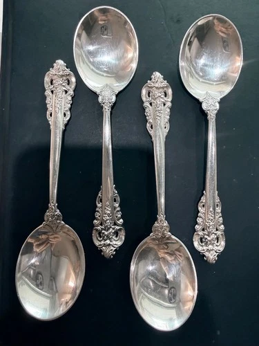 4 Pc WALLACE STERLING GRAND BAROQUE SOUP SPOON