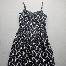 Ann Taylor Women's 10 Black with White Embroidered Pattern Sleeveless Dress