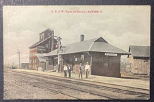 L E & W Depot and Grain Elevator Rawson Ohio printed