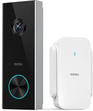 Doorbell Camera Wireless, Aosu Battery-Powered Video Doorbell with Chime, 2K Res