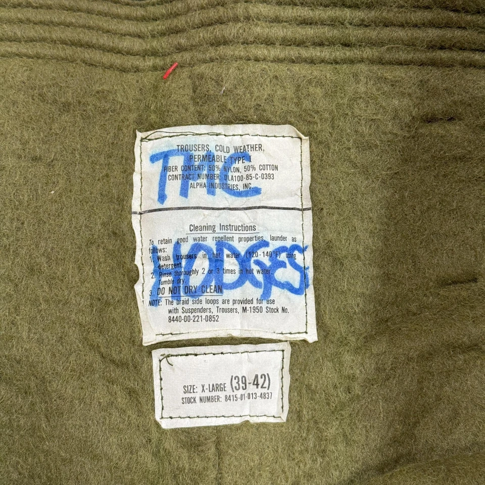 Vintage Alpha Industries Pants Mens X-Large M-1950 Cold Weather Military 80s - Image 2 of 4