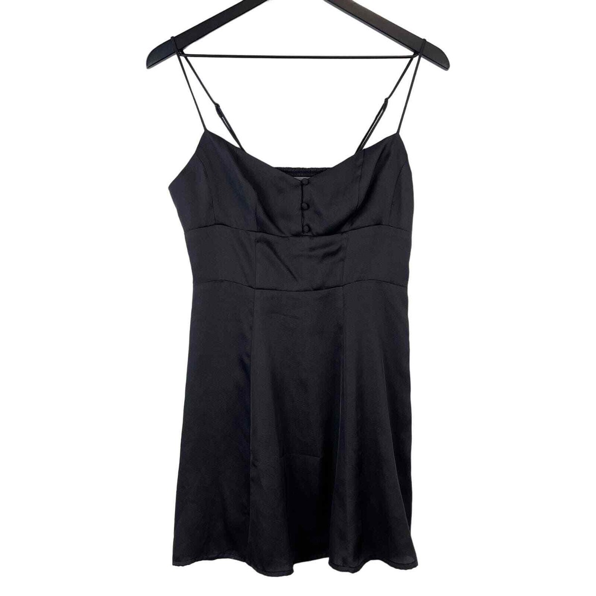 Urban Outfitters (M) Womens Satin Mini A-Line Dress Polyester Black