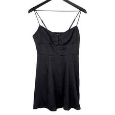Urban Outfitters (M) Womens Satin Mini A-Line Dress Polyester Black