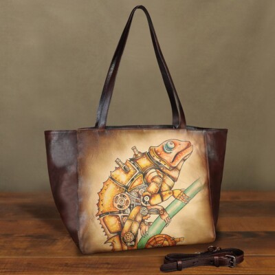Hand painted Genuine Leather Purse and Handbag for Women