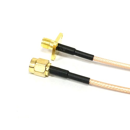 RP SMA wtyczka męska do RP SMA żeńska 4-otworowa mocowanie panelowe RG316 kabel pigtail 15cm 6" - Zdjęcie 3 z 4