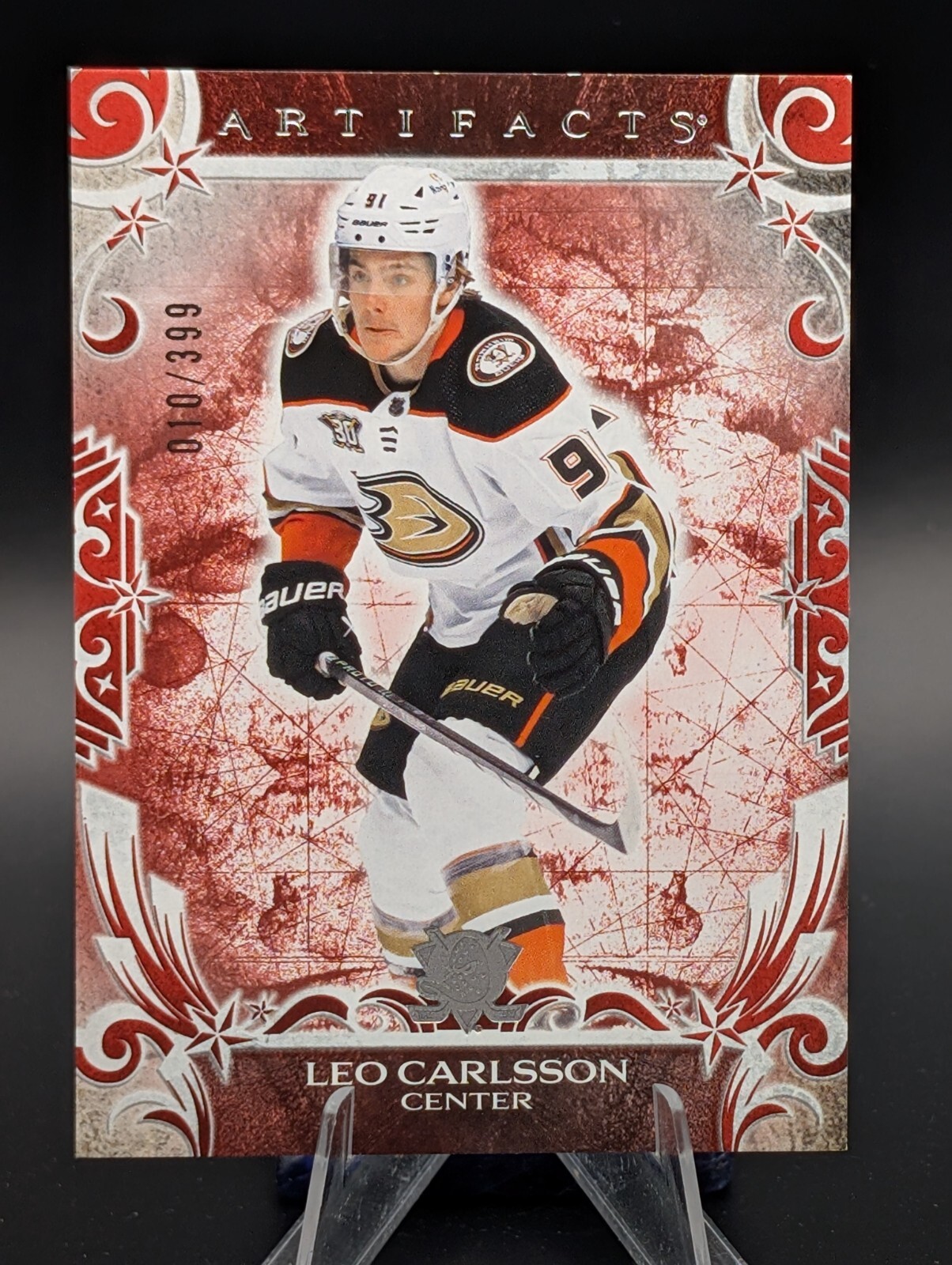 2024-25 Upper Deck Artifacts Leo Carlsson Base Star Ruby 010/399 #122 Ducks