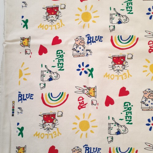 Sandra Boynton Corduroy Fabric Animals in Overalls Color Names Rainbow 23.5"x21" - Picture 3 of 8