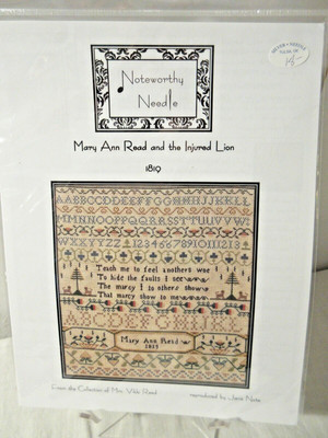 Noteworthy Needle MARY ANN READ AND THE INJURED LION Countd Cross Stitch Pattern
