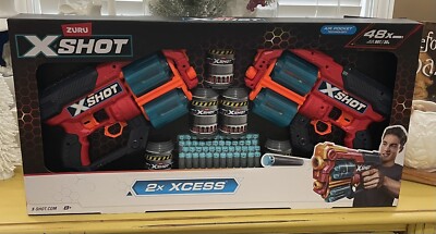 Zuru X Shot Pair Of Air Pocket Technology Toy Guns 48 Shots