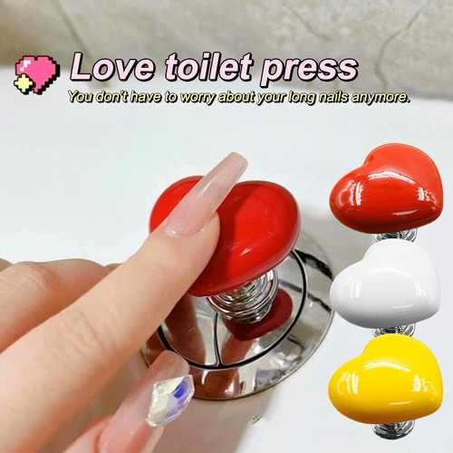 Heart Shaped Toilet Press Button Cabinet Handle Water Tank Push Switch Assistant - 第 4/17 張圖片