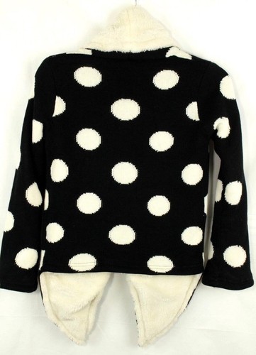 Girl's Great Quality Cardigan Sweater Black White Polka-dot Size Small - Picture 2 of 5
