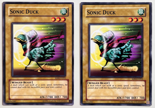 SONIC DUCK - SD8-EN003 - UNLIMITED EDITION - YU-GI-OH CARDS x2