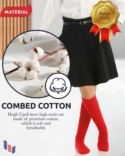 Calcetines de algodón altos a la rodilla HUGH UGOLI para niñas niños pequeños 3-14 años 4 pares - Imagen 4 de 26