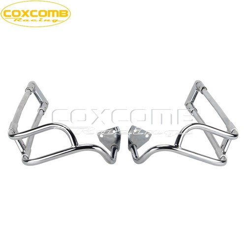 Chrome Side Saddlebags Guard Rails Set For Harley Touring Street Glide Road King - Picture 4 of 9