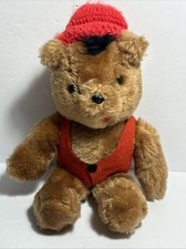 VTG 1975 Dakin 10" Teddy Bear Stuffed Plush Toy W / Red Hat And Vest   VGC