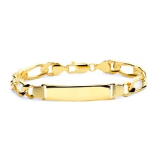 Wellingsale 14k Yellow Gold Figaro 3+1 ID Bracelet - 8.5"