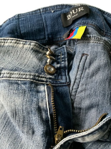 BOUR GIRLS ACID WASH JEWELED BUTTON DISTRESSED 5 POCKET DESIGN JEANS EUC 11 - Picture 4 of 12