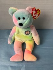 Ty B.B. BEAR Beanie Babies Baby Birthday Bear Tye Dyed MWMT Plush
