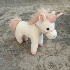 FAO Schwarz White Pink UNICORN Plush Stuffed Animal Glitter Eyes Sparkle 12"