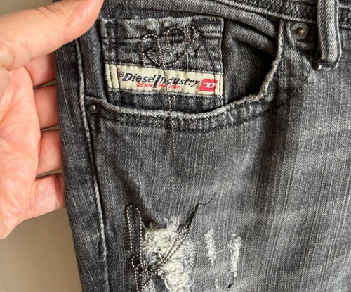 Pantalones de mezclilla elásticos Diesel Lowky para mujer regulares desgastados con cuentas negras talla 30 - Imagen 8 de 13