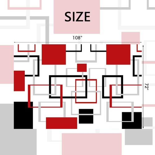 Extra Wide Shower Curtain 108''W X 72''L Clawfoot Tub Wrap around Red Black Abst - Picture 4 of 7