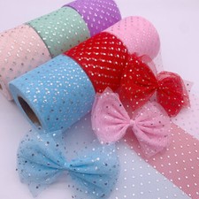 6cm 22m Shiny Polka Dot Mesh Trim Lace Tulle Ribbon Soft Organza Edge Accessory