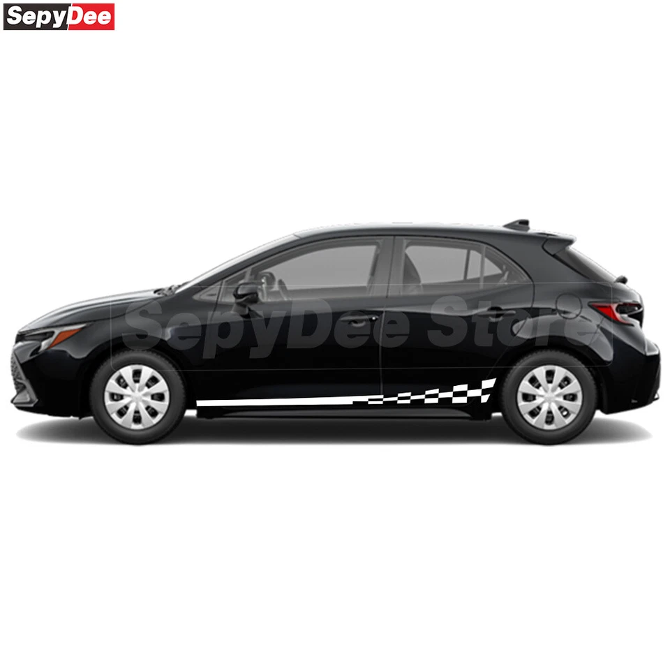 方格长条纹贴花汽车侧贴纸适用于丰田卡罗拉掀背车轿车 — 第 4/4 张图片