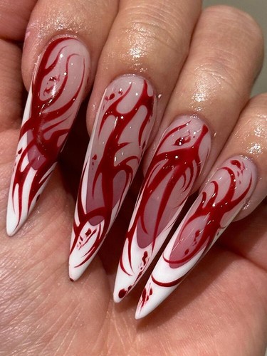 Künstliche Nägel Halloween Long Stiletto Full Cover Press On Nails boutiques Extension |