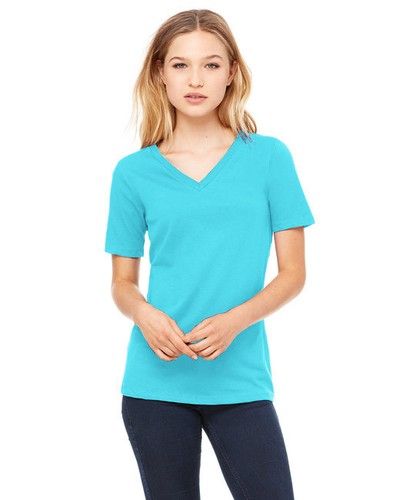 Bella + Canvas 6405 Womens Short Sleeve Relaxed Jersey V-Neck Casual Fit T-Shirt - Picture 19 of 21