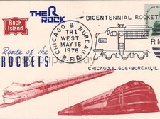 1976 Rock Island Lines Rocket Locomotive Railroad Chicago Illinois Postcard