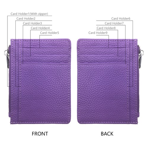 Cartera delgada de cuero minimalista con cremallera 5MLGgoods (roja 1 pieza) - Imagen 87 de 88
