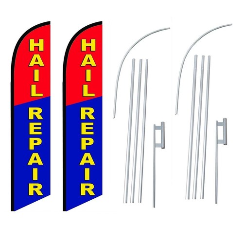 Bandera de pluma aleteo RedBlue Swooper para reparación de granizo | 3 pies de ancho x 11,5 pies de alto - Imagen 3 de 3