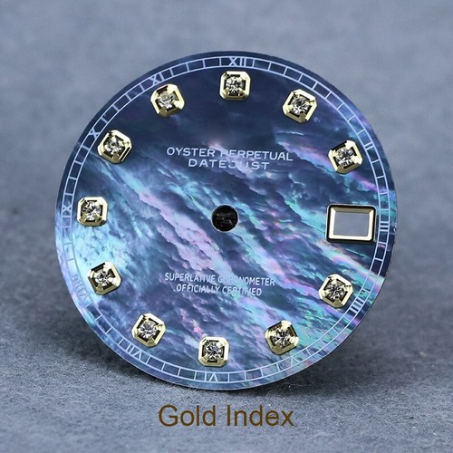 28.5mm dial BLUE pearl mother For NH35 diamond indices without lumious - Picture 3 of 12