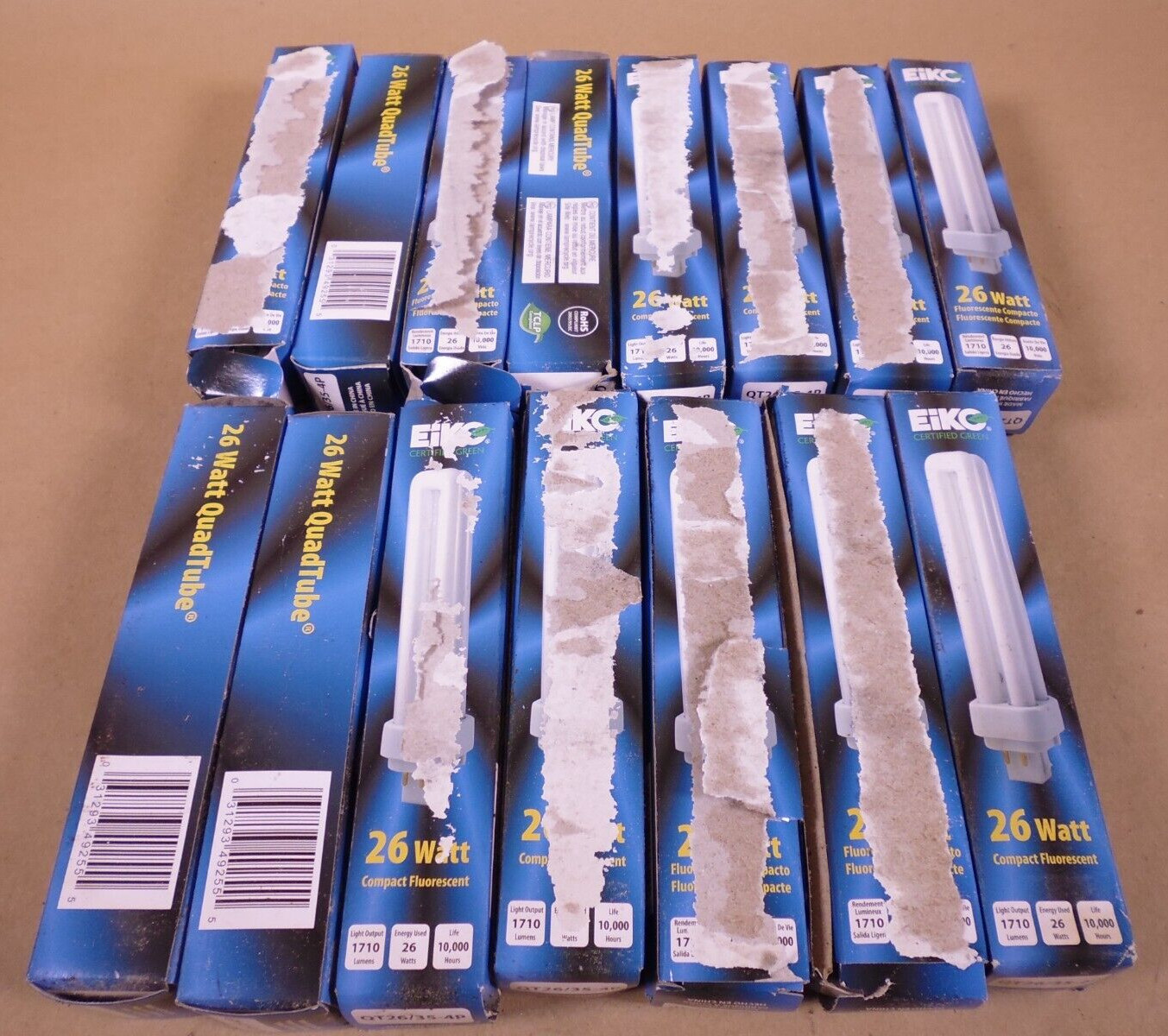 LOT OF 15 EIKO QT26/35-4P 26W G24q-3 3500K Quad-Tube CFL Lamp Light Bulb