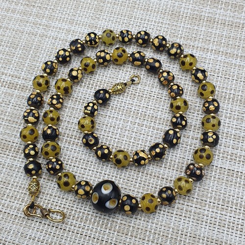 Vintage Venetian Style Skunk & Eyes Glass Beaded Necklace - Picture 13 of 19
