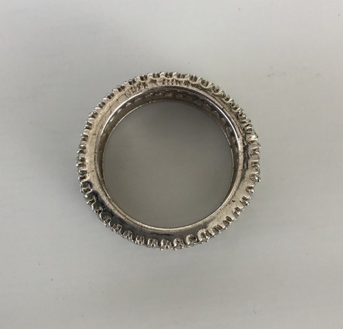 Estate CZ Wide Sterling Silver 925 Eternity Band Ring Size 8 Wedding - Picture 3 of 11