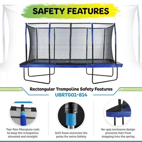 Large Rectangle Gymnastics Trampoline Set & Enclosure Net for Backyard Outdoor - Picture 16 of 43