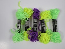 Needloft Plastic Canvas Yarn Skeins Neon Green Yellow Purple Nylon Lot of 5