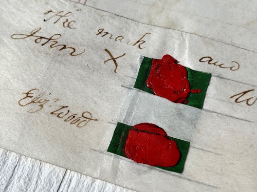 Antike 1840 zweiseitige Kalbsfellurkunde / Dokument / Vertrag / Testament - Bild 6 von 14