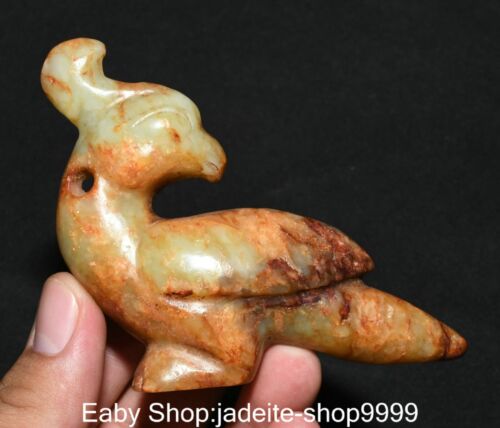 Chine Hongshan Culture Hetian Ancien Pendentif Amulette Oiseau Phénix en le moins cher Jade Sculpté Animal