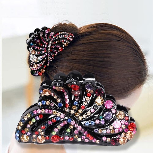 Rhinestone Hair Claw Clips for Women with Long Hair - Nonslip Bling Hair Orna... - Picture 2 of 8