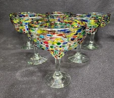Colorful Margarita Glasses Set - Mexican Confetti Swirl- Set of 6