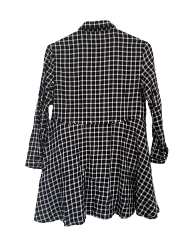 Zara Girls Black Check Plaid Flannel Long Sleeve Shirt Dress 8574/704/800 SZ 10 - Picture 2 of 7